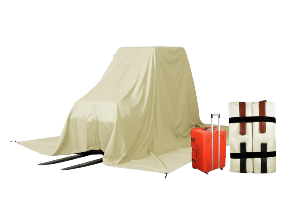 Koc przeciwpożarowy do wózków widłowych 5 × 6 m z wózkiem transportowym